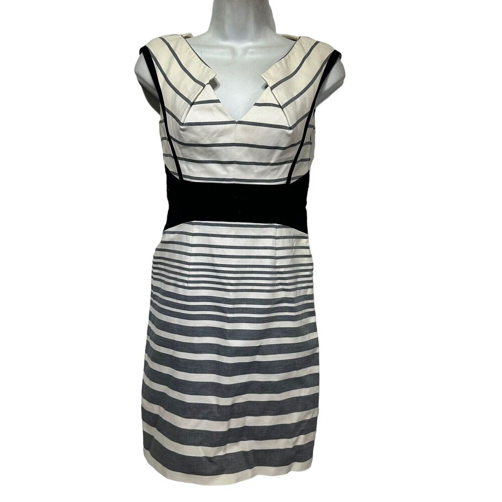 Karen Millen Stripe Folded Neck Dress Size 4